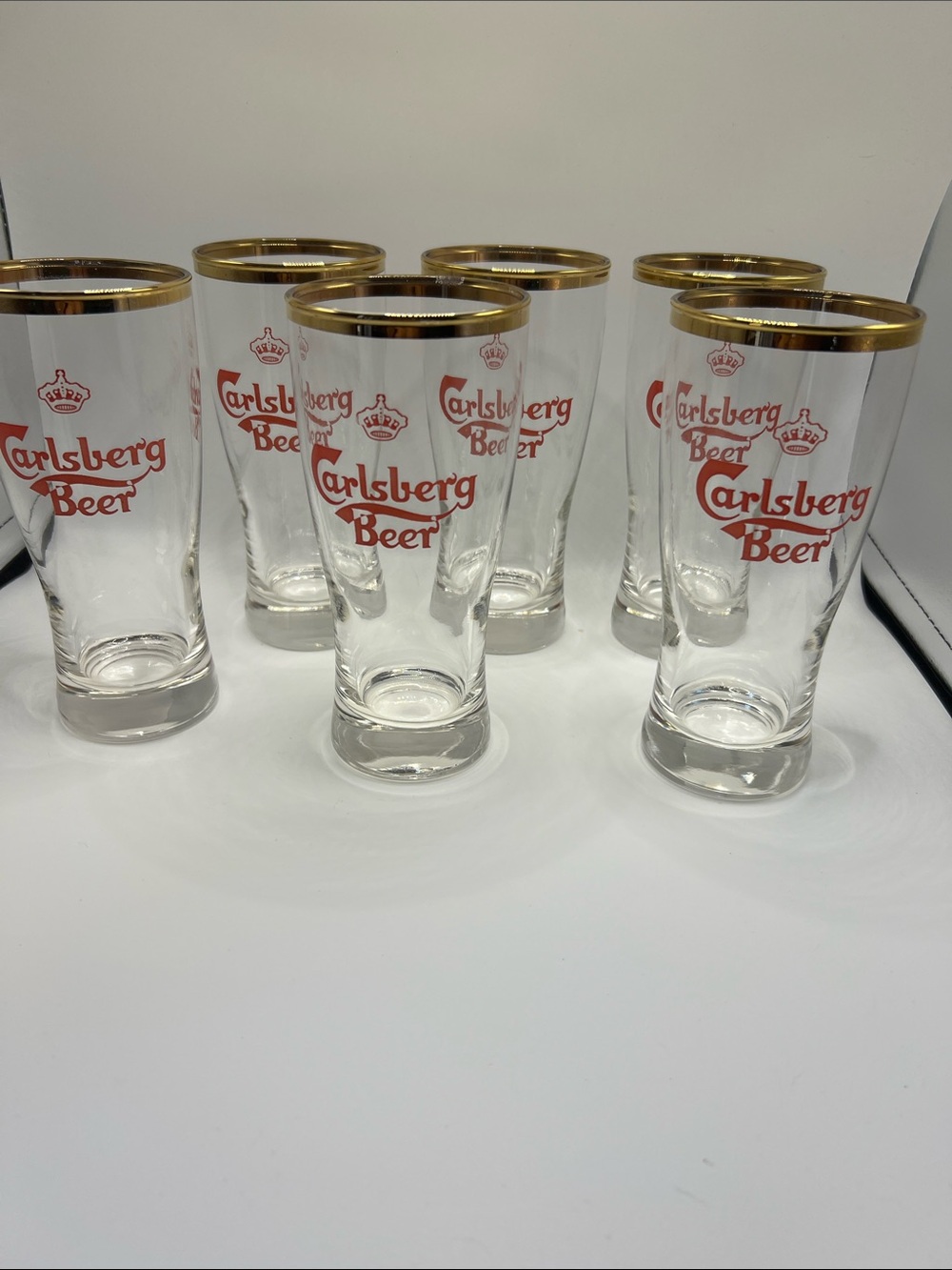 Gold-Rim Pint Glasses - Set of 6